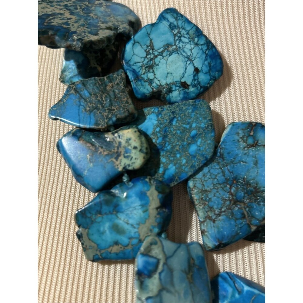 LUC Lucas Lameth Chunky Blue Jasper Necklace .925 Sterling Silver Heavy Boho - Picture 12 of 16